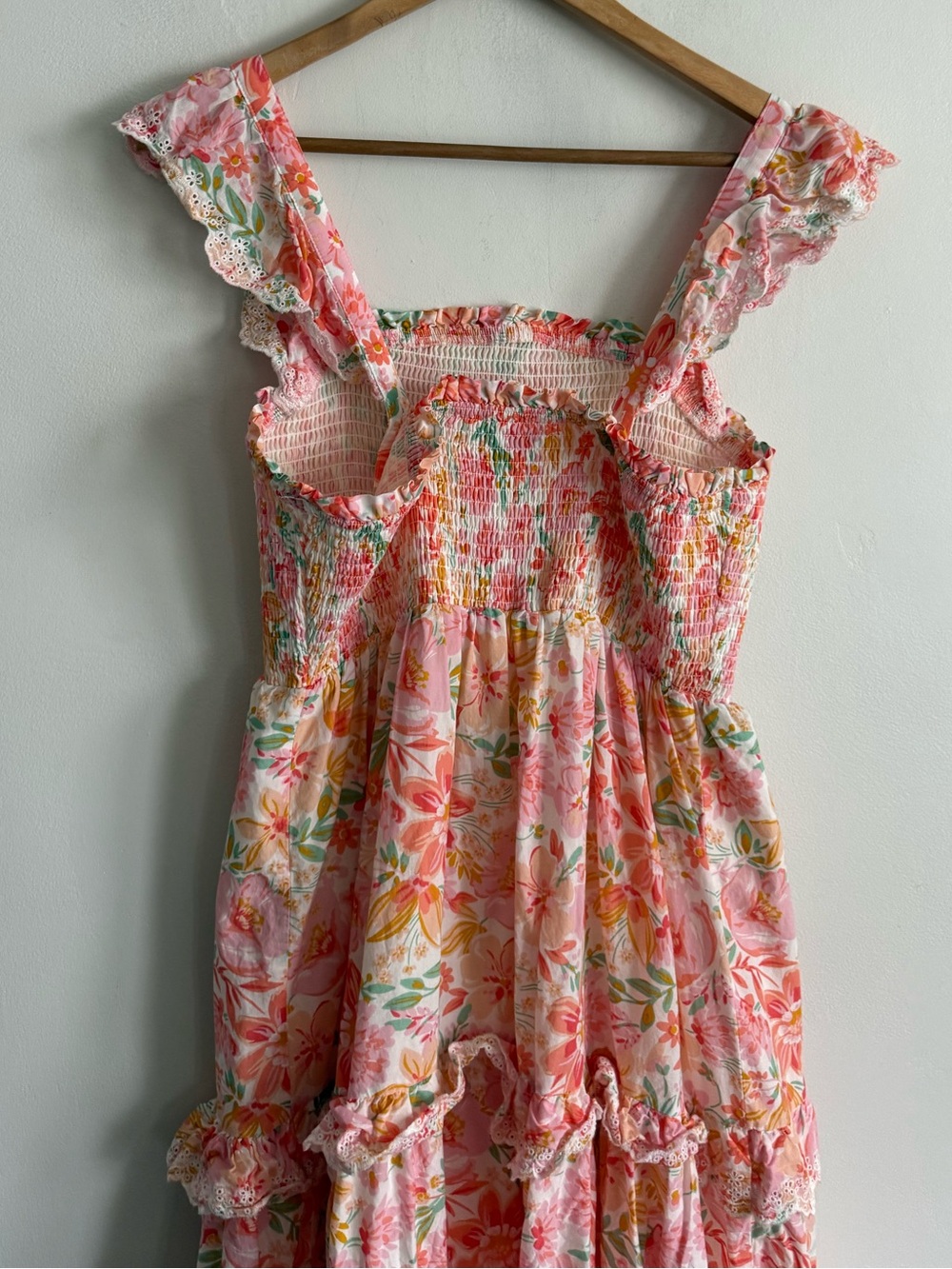 Haute Hippie Floral Pink Tiered Sundress with Smocked Bodice - Picture 7 of 8